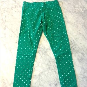 Kids Mini Boden Green Polka Dot Leggings